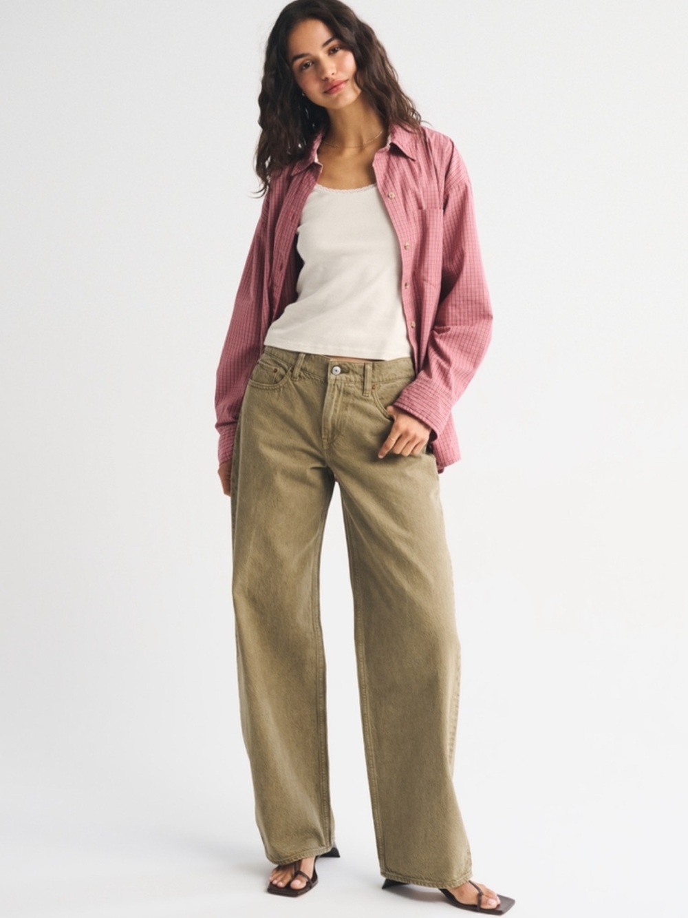 Abercrombie & Fitch Wide-Leg Jeans in Olive